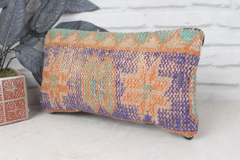 Pillow for Sofa, Interior Designer Pillow, Kilim Cushion Sham, Pillow, Nautical Throw Cushion Cover, 8x16 Blue Pillow Case - 3