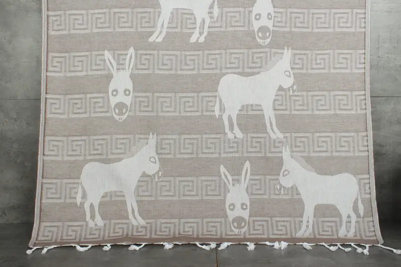 Personalized Turkish Towel Brown Patterned Bath Towel Beige, 40x71 Inches