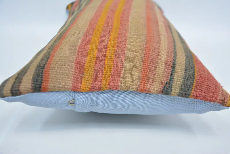 12x24 Inches Orange & Beige Geometric Throw Pillow, Handmade Pillow - 5