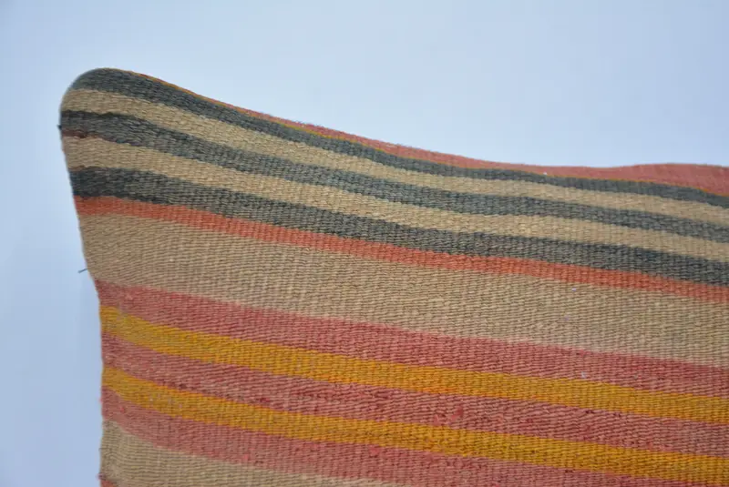 12x24 Inches Orange & Beige Geometric Throw Pillow, Handmade Pillow - 2