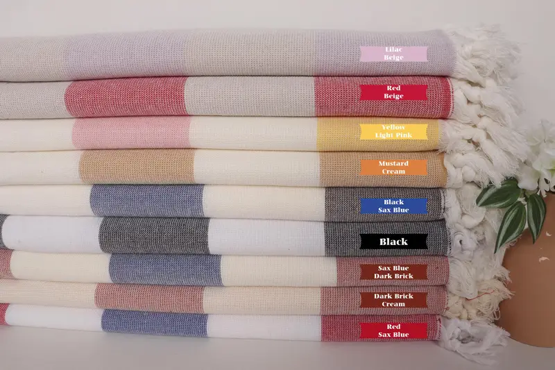 Spa Gift Towel, Turkish Bath Towel Set, House Warming Gift, Thin towel, 68x36 Cotton Striped Terry Towel, Sand-free towel, Custom Wedding Gifts - 1