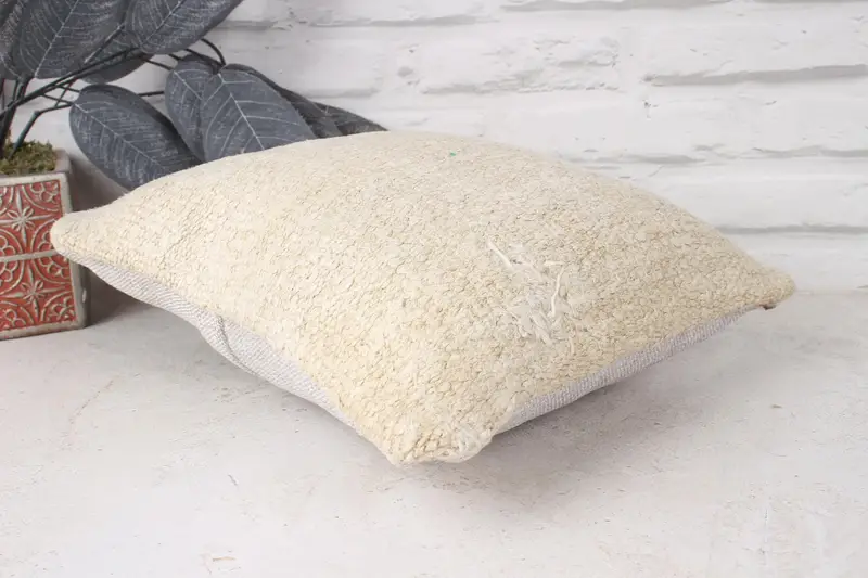 Cushion Case, Yoga Pillow Cover, Turkish Pillow, 12x12 White Pillow Sham, Kilim Cushion Sham, Hippie Throw Pillow Cover, Handmade Kilim Cushion - 6