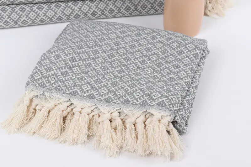 Decorative Towel, 70x40 Cotton Diamond Towel, Gift For Her, Bridesmaid Proposal Gift, Organic Beach Towel, Fouta towel, Custom Gift, Organic Towel - 5