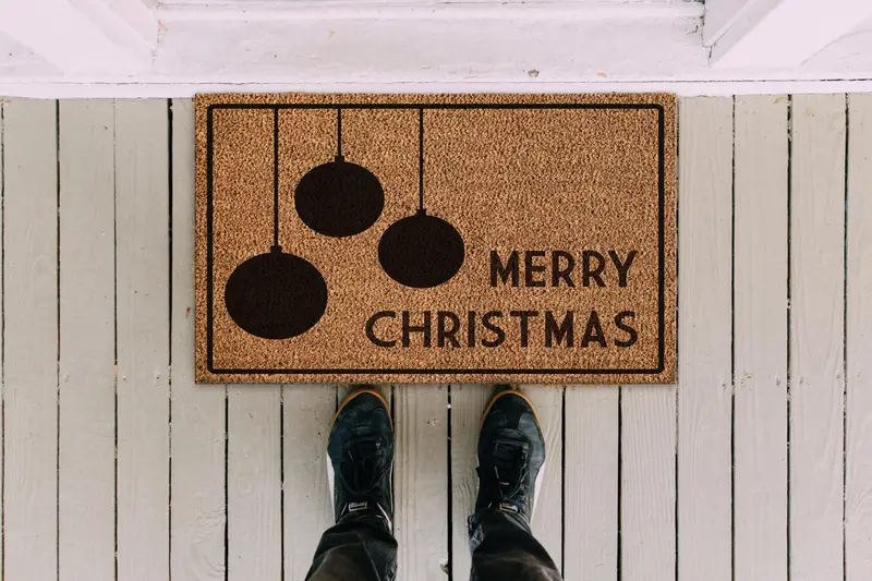 Elegant Printed Rug: Merry Christmas & New Year Design