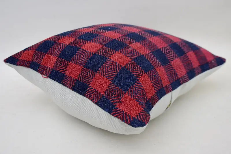 Kilim Cushion Sham, 14x14 Red Cushion, Office Chair Pillow Case, Pillow Cover, Boho Pillow, Decorative Bolster Pillow, Kilim Pillow - 6