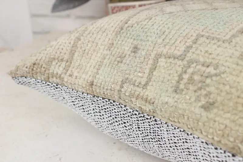 Kilim Pillow, Handwoven Pillow, 14x14 Beige Cushion, Pillow, Kilim Cushion Sham, Ottoman Cushion, Office Chair Cushion Case, Vintage Kilim Pillow - 7