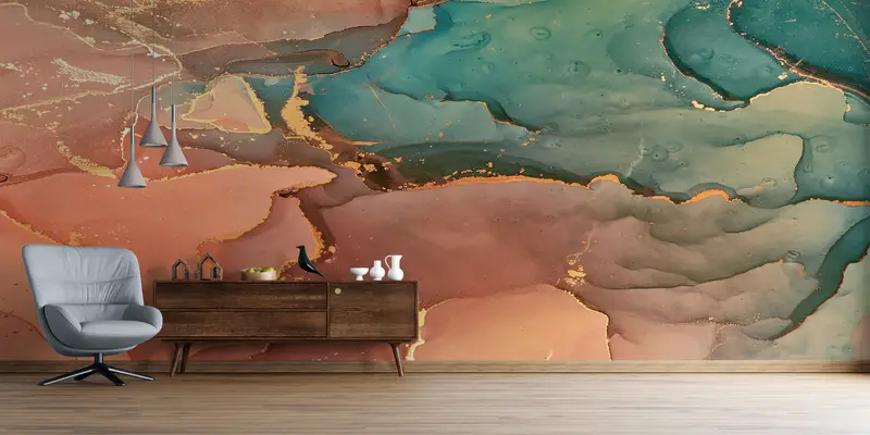 エレガントなプリント壁紙: 高級大理石、現代的なきらめくデザイン