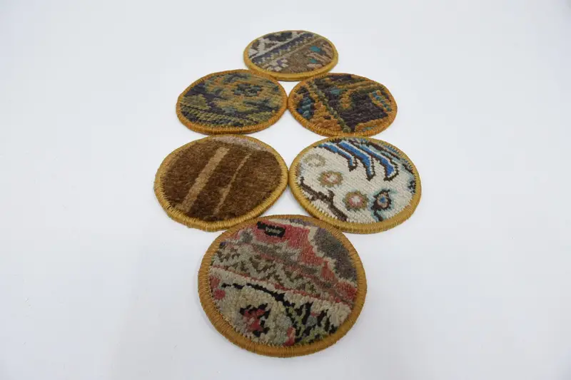 ボヘミアンラウンドコースターセット、ブラウンとブロンズのコースター