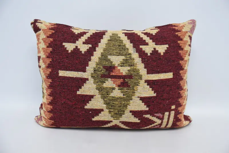 Sustainable Pillow Cover, Turkish Pillow, Handmade Kilim Cushion, 20x28 Red Pillow Sham, Luxury Pillow Case, Cushion Cover, Pillow for Sofa - 6
