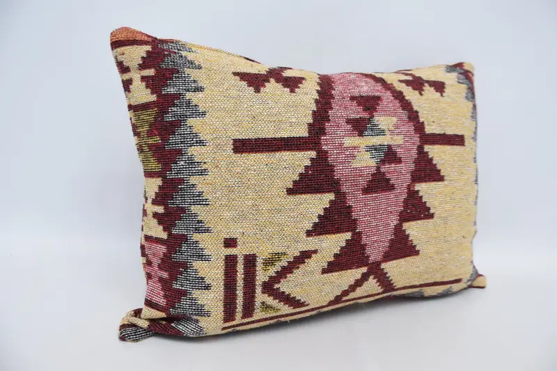 Sustainable Pillow Cover, Turkish Pillow, Handmade Kilim Cushion, 20x28 Red Pillow Sham, Luxury Pillow Case, Cushion Cover, Pillow for Sofa - 3