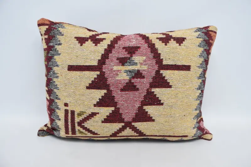 Sustainable Pillow Cover, Turkish Pillow, Handmade Kilim Cushion, 20x28 Red Pillow Sham, Luxury Pillow Case, Cushion Cover, Pillow for Sofa - 1