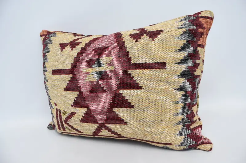 Sustainable Pillow Cover, Turkish Pillow, Handmade Kilim Cushion, 20x28 Red Pillow Sham, Luxury Pillow Case, Cushion Cover, Pillow for Sofa - 4