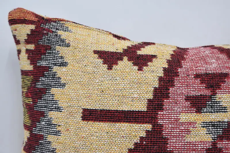 Sustainable Pillow Cover, Turkish Pillow, Handmade Kilim Cushion, 20x28 Red Pillow Sham, Luxury Pillow Case, Cushion Cover, Pillow for Sofa - 2