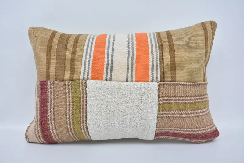 Antique Pillows, Handmade Kilim Cushion, Personalized Gift Pillow Pillow Case, Interior Designer Pillow, 16x24 Beige Cushion Cover, Cushion - 1