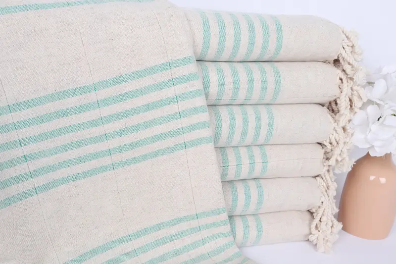 Bachelorette Favor, Bachelorette Party Gifts, Bridesmaid Gift, Turkish Towel Set, 70x40 Linen Striped Towel, Organic Towel, Embroidered Towel - 1