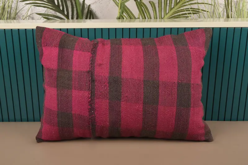 Turkish Pink Pillow Cover, Moroccan 16x24 inch Sunroom Striped Pillow Sham - 1