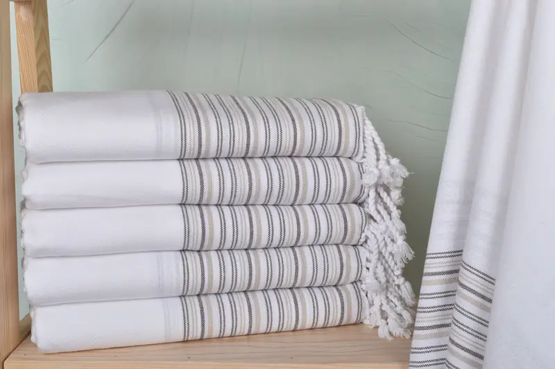 Wedding Favor Monogram Turkish Bath Towel Brown Stripes 40x71 Inches