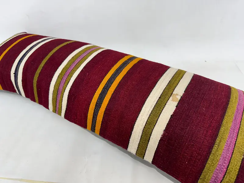 Sustainable Cushion Case, Throw Kilim Pillow, 16x48 Red Pillow Cover, Turkish Pillow, Cushion, Interior Designer Pillow, Cozy Throw Cushion Case - 6