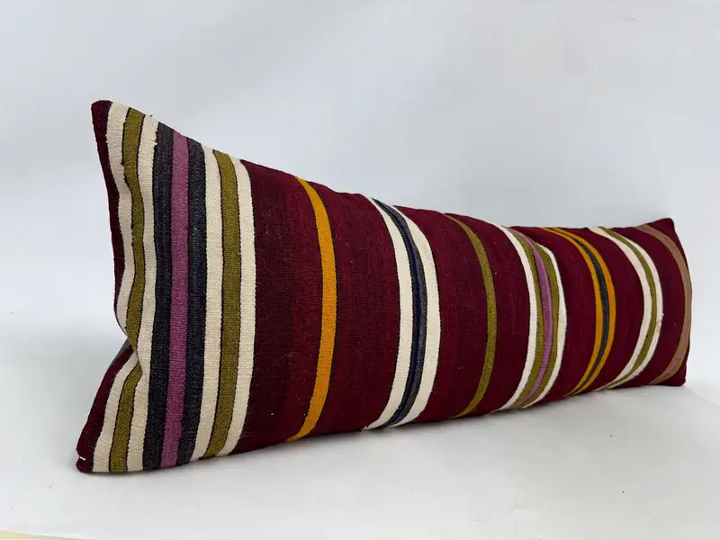 Sustainable Cushion Case, Throw Kilim Pillow, 16x48 Red Pillow Cover, Turkish Pillow, Cushion, Interior Designer Pillow, Cozy Throw Cushion Case - 3