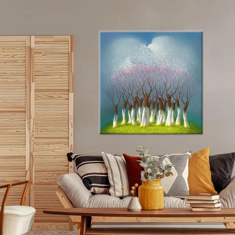 Lienzo impreso surrealista abstracto de paisaje de árbol elegante
