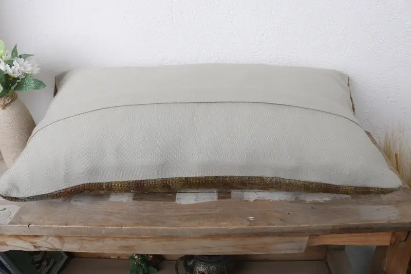 Vintage Kilim Throw Pillow, Sofa Bolster Cushion Cover, Pillow for Sofa, Boho Pillow, Pillow Sham, 12x24 Brown Pillow Sham - 7