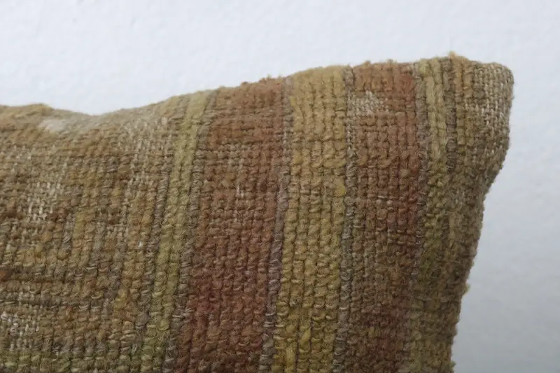 Vintage Kilim Throw Pillow, Sofa Bolster Cushion Cover, Pillow for Sofa, Boho Pillow, Pillow Sham, 12x24 Brown Pillow Sham - 5