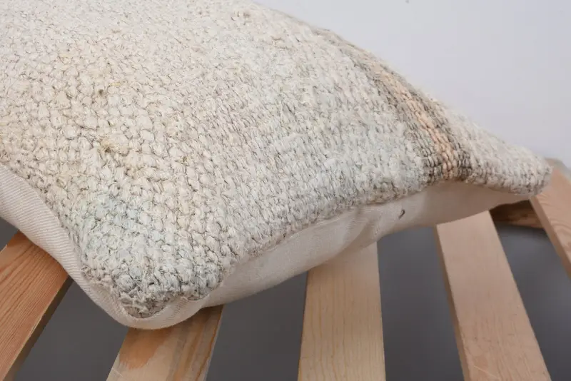 Vintage Kilim Pillow, Handmade Kilim Cushion, 12x20 Beige Pillow Sham, Bench Cushion Case, Kilim Pillow Cover, Cushion Case, Couch Cushion Cover - 7