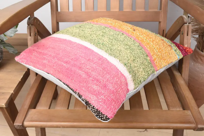 Toss Pillow Cover, Gift Pillow, Home Decor Pillow, Couch Cushion, 16x16 Pink Cushion Case, Pillow, Garden Pillow Case, Ethnical Kilim Rug Pillow - 4