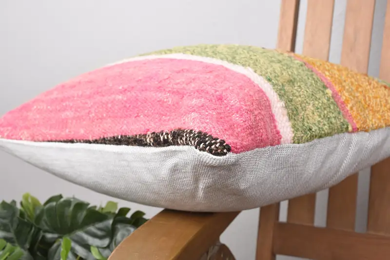 Toss Pillow Cover, Gift Pillow, Home Decor Pillow, Couch Cushion, 16x16 Pink Cushion Case, Pillow, Garden Pillow Case, Ethnical Kilim Rug Pillow - 6