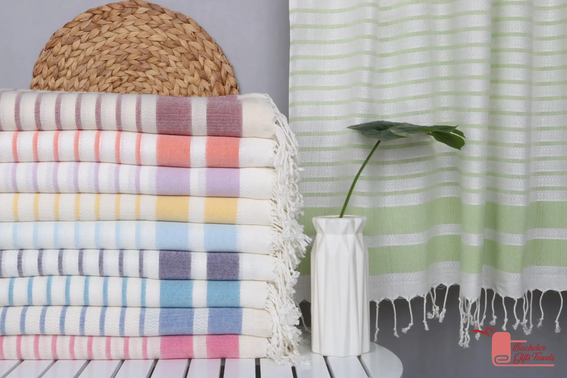40x70 Cotton Striped Towel, Turkish Bath Towel, Beach Towel - 1