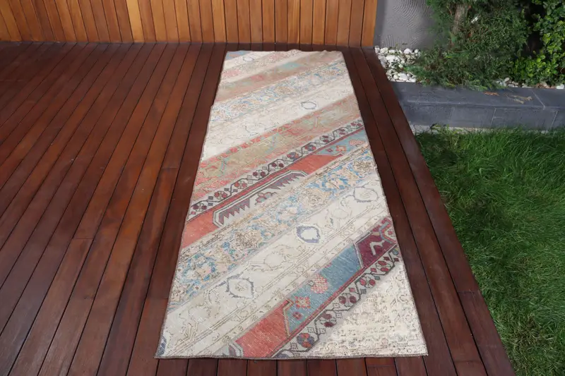 2,8x8,2 ft türkischer Teppich, Läufer Vintage Teppich, blauer Patchwork Teppich - 1
