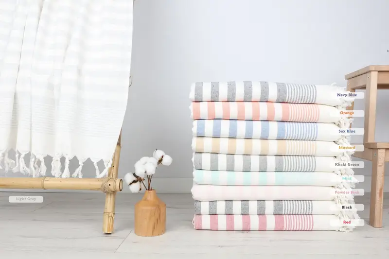 Luxury towel, Embroidery Towel, Turkish Towel Bulk, Custom Towel, Gym Towel, Thin towel, Anniversary Gift For Her, 68x40 Cotton Striped Terry Towel