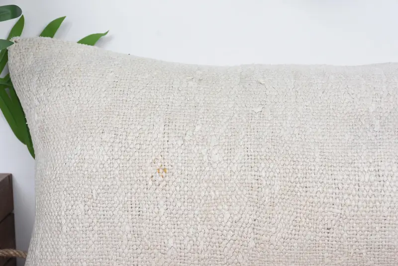 Turkish Kilim Pillow, Retro Pillow, Antique Pillows, Pillow Cover, Pillow for Couch, Turkish Corner Cushion, Aztec Pillow, 12x36 Beige Pillow Sham - 2