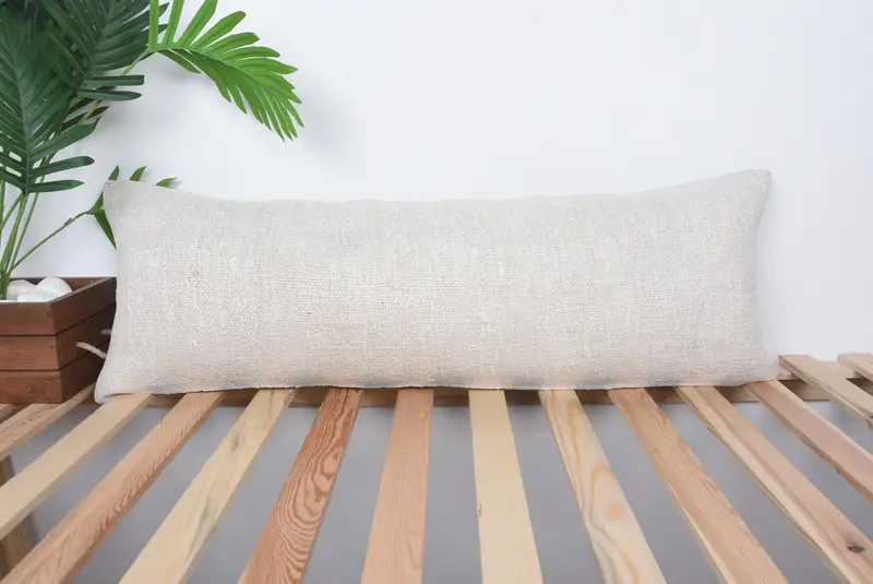 Turkish Kilim Pillow, Retro Pillow, Antique Pillows, Pillow Cover, Pillow for Couch, Turkish Corner Cushion, Aztec Pillow, 12x36 Beige Pillow Sham - 1