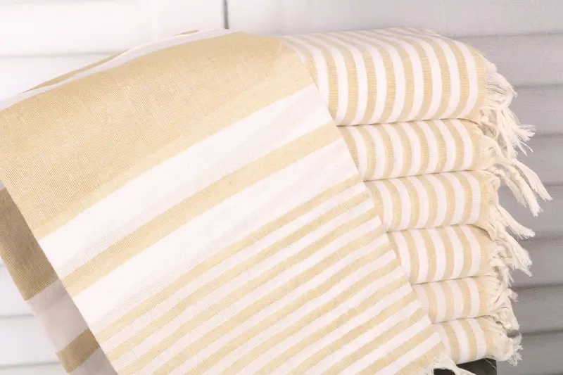 Housewarming Gift Striped Towel 40x71 Inches Mustard Cotton Towel