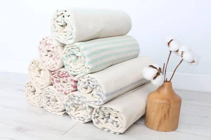 Regalo de Navidad, toalla de regalo de dama de honor, toalla a rayas de lino 70x40, toalla de playa, toallas de monograma, favor de la boda en la playa, toalla de playa personalizada - 7