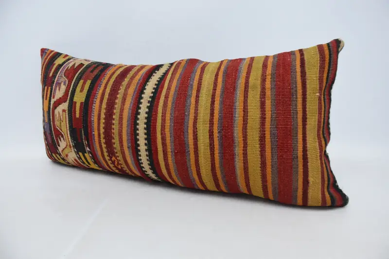 Sustainable Pillow Case, 16x36 Red Cushion Case, Knitted Cushion Case, Throw Kilim Pillow, Pillow for Couch, Kilim Pillow, Pillow Case - 4