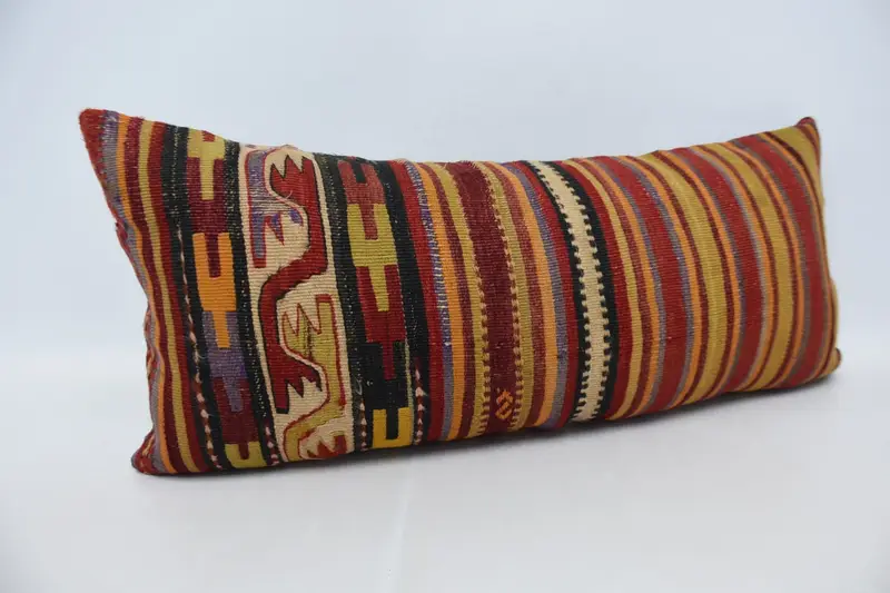 Sustainable Pillow Case, 16x36 Red Cushion Case, Knitted Cushion Case, Throw Kilim Pillow, Pillow for Couch, Kilim Pillow, Pillow Case - 3