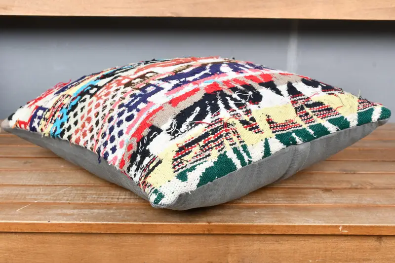 Cushion, 18x18 Red Cushion Cover, Turkish Kilim Pillow, Vintage Kilim Throw Pillow, Neutral Cushion, Luxury Pillow Sham, Throw Kilim Pillow - 4