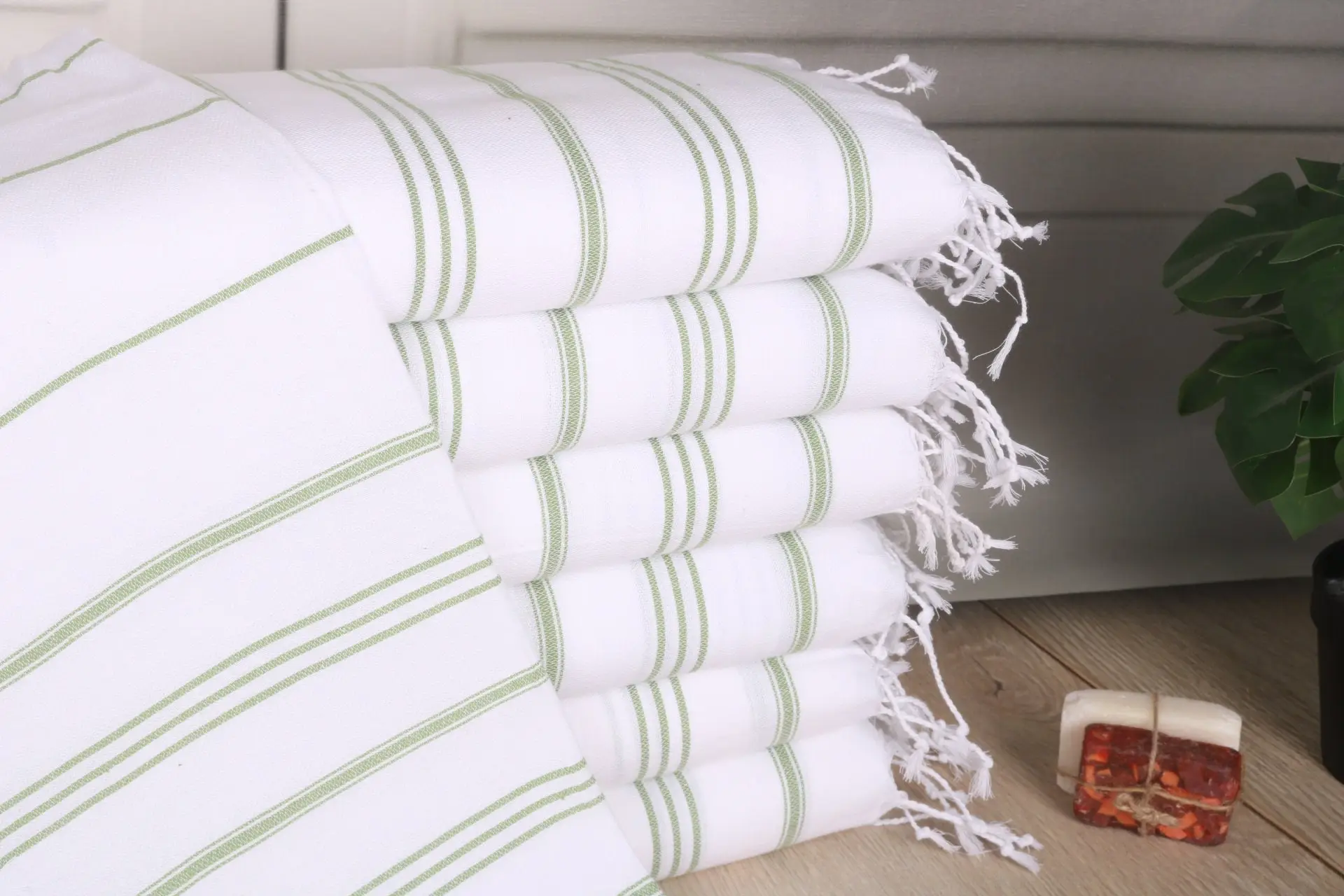 Wedding Gift Bathroom Towel 24x40 Inches Khaki Green Cotton Tea Towel - 1