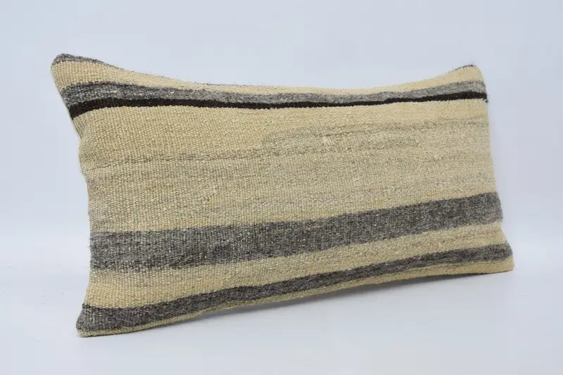Outdoor Pillow, Car Cushion Case, Pillow Case, Kilim Pillow Cover, Vintage Pillow, Handmade Kilim Cushion, 12x24 Beige Cushion Case - 3
