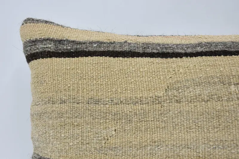 Outdoor Pillow, Car Cushion Case, Pillow Case, Kilim Pillow Cover, Vintage Pillow, Handmade Kilim Cushion, 12x24 Beige Cushion Case - 2