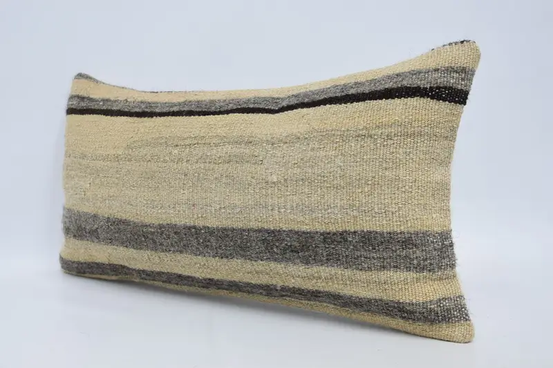 Outdoor Pillow, Car Cushion Case, Pillow Case, Kilim Pillow Cover, Vintage Pillow, Handmade Kilim Cushion, 12x24 Beige Cushion Case - 4