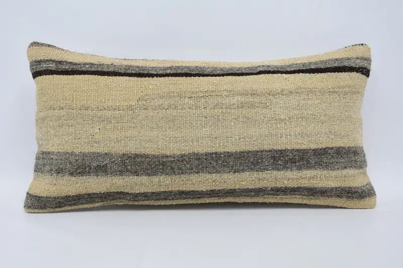 Outdoor Pillow, Car Cushion Case, Pillow Case, Kilim Pillow Cover, Vintage Pillow, Handmade Kilim Cushion, 12x24 Beige Cushion Case - 1
