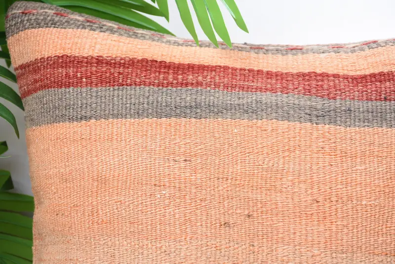 Kilim Pillow, Decorative Bolster Pillow, Vintage Pillow, Cotton Pillow, 14x14 Orange Pillow Cover, Vintage Kilim Pillow, Pillow Cover - 2