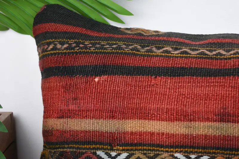 Kilim Pillow Cover, Antique Pillows, Pillow Cover, 12x24 Red Cushion Cover, Interior Designer Pillow, Authentic Cushion Cover, Bolster Cushion Cover - 2