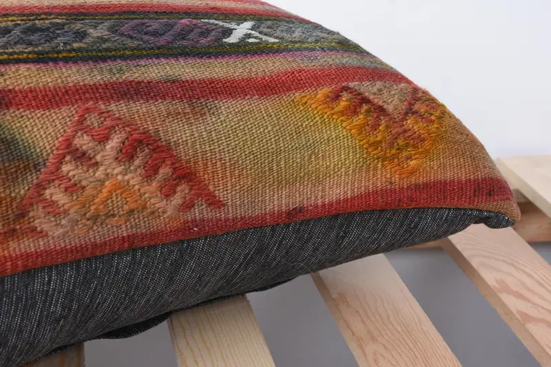 Kilim Pillow Cover, Antique Pillows, Pillow Cover, 12x24 Red Cushion Cover, Interior Designer Pillow, Authentic Cushion Cover, Bolster Cushion Cover - 7