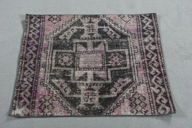 パープル、ブラックボーダーラグ、3.1x2.4フィート