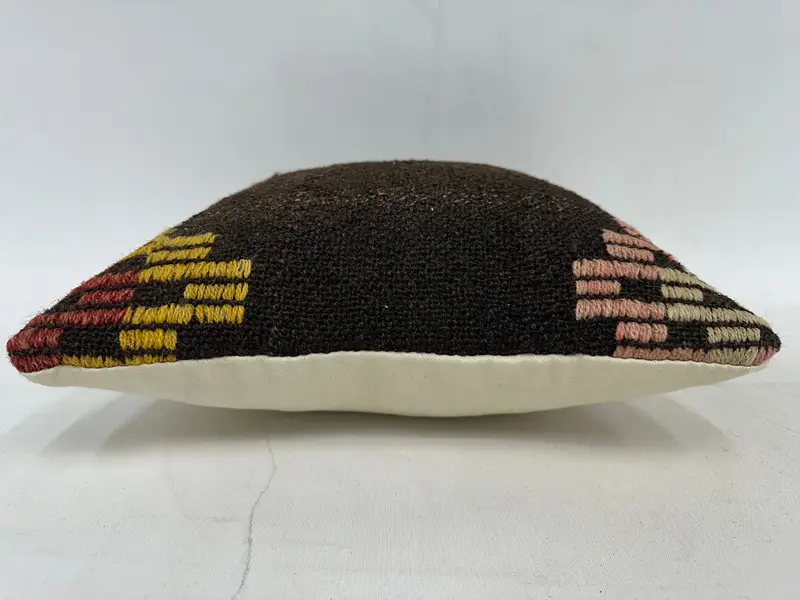 Ethnic Pillow Case, 14x14 Brown Cushion Case, Knitted Cushion Cover, Turkish Kilim Pillow, Vintage Pillow, Pillow, Turkish Pillow - 5