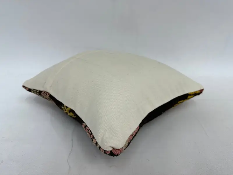 Ethnic Pillow Case, 14x14 Brown Cushion Case, Knitted Cushion Cover, Turkish Kilim Pillow, Vintage Pillow, Pillow, Turkish Pillow - 7